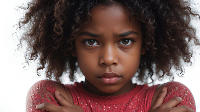 Young african american girl standing over isolated background skeptic and nervous, disapproving expression on face with crossed arms. negative person. - Powered by Adobe