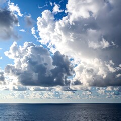 Vast ocean, cloudy sky