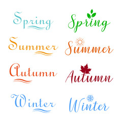 Spring, Summer, Autumn, Winter  Seasonal Typography Logos for Branding