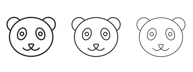 Panda icons. Outline or line icon design bundle.