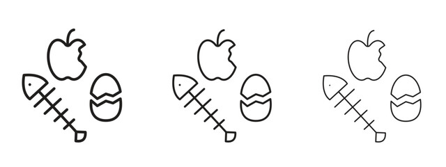 Obraz premium Organic waste icons. Outline or line icon design bundle.