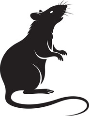 Silhouette of a Rat Standing on Hind Legs A Vector Image Depicting Wildlife and Rodent Characteristics in Black and White