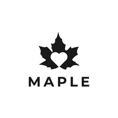 Maple Leaf Heart Logo Minimalist Vector Design for Branding