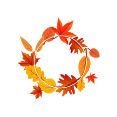 Autumn Leaves Circular Frame  Modern Logo for Branding