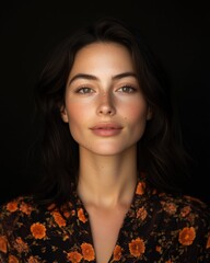 Natural Portrait of Woman in Floral Dress
