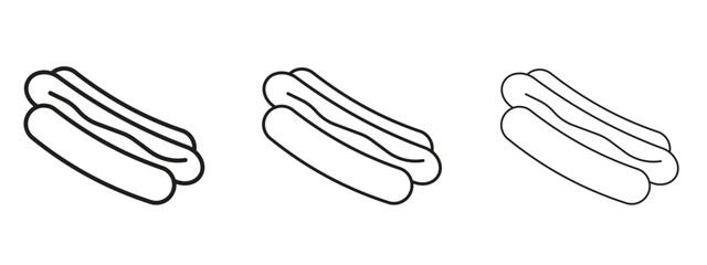 Hot dog icons. Outline or line icon design bundle.