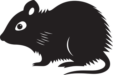 Stylized Silhouette of a Rodent with Distinctive Features An Illustration of a Small Mammal in Solid Black