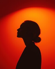 Silhouette of Woman in Bold Orange Light