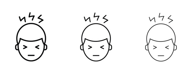 Headache icons. Outline or line icon design bundle.