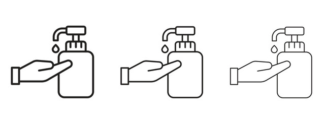 Hand wash icons. Outline or line icon design bundle.