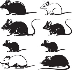 Collection of Adorable Mouse Vector Graphics Featuring a Variety of Poses, Colors and Artistic Designs Ideal for Creative Projects