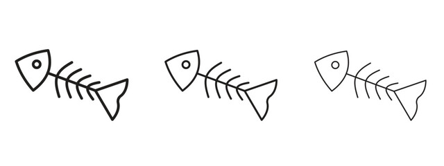 Fishbone icons. Outline or line icon design bundle.