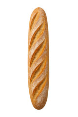 Freshly baked baguette standing on transparent background