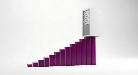 Server room data center on top of growing financial diagram bars concept