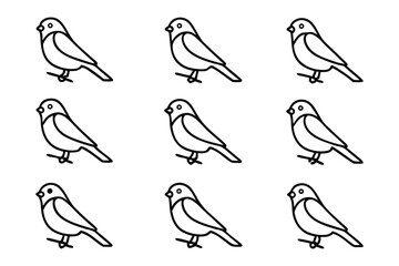 Bird Lineup Illustration: A meticulously crafted illustration showcases nine avian figures in perfect symmetry, each depicted with clean lines.