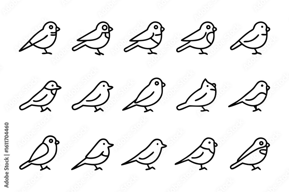Poster sparrow sketch collection: a delightful collection of simple sparrow illustrations, perfect for a de