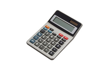 Basic solar-powered calculator with large buttons and display, office and school math tool.