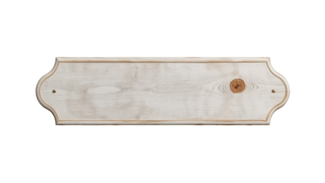 Aged wood sign with natural knot, isolated on transparent background ready for text