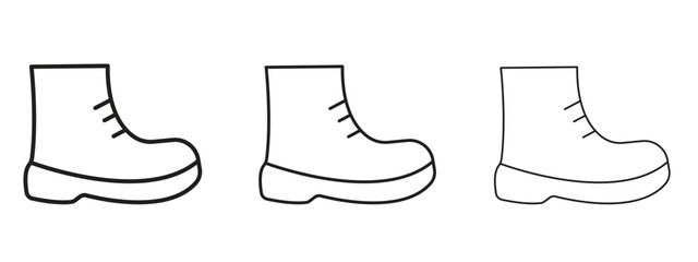 brisk boots icons. Outline or line icon design bundle.