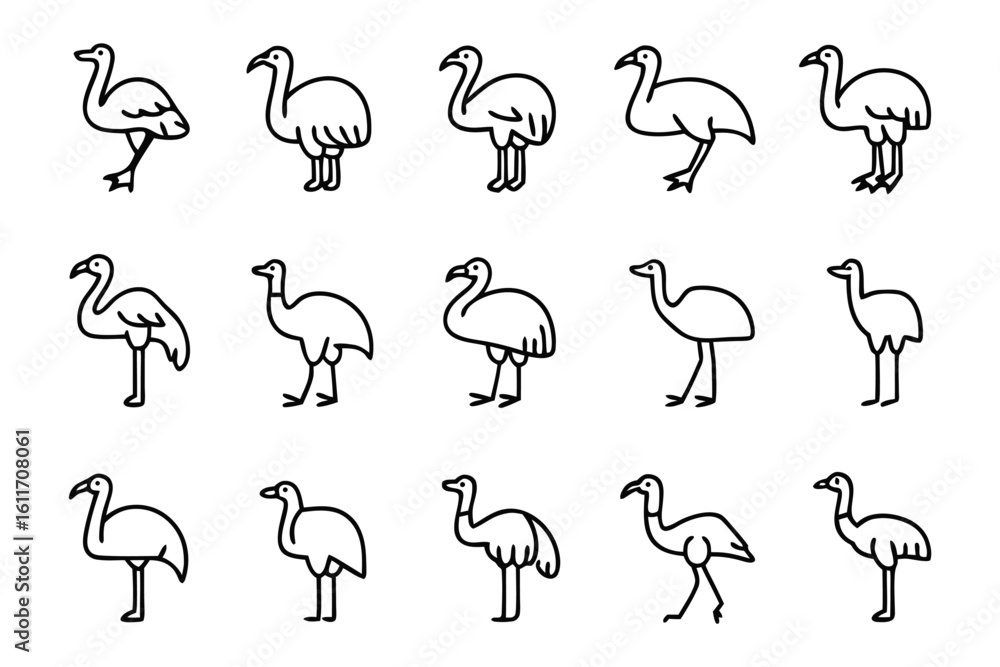Poster simple bird icon set: a collection of stylized bird icons, each portraying a distinct silhouette. th