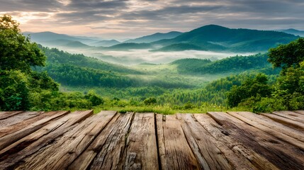 A tranquil mountain vista at sunrise.