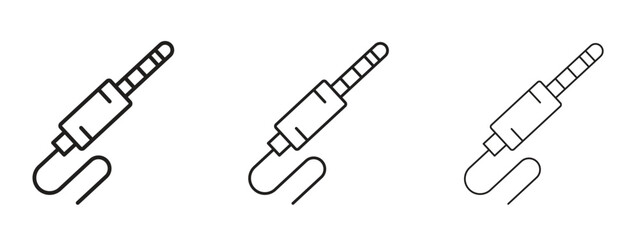 Audio jack icons. Outline or line icon design bundle.