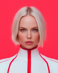 Clean studio shot with futuristic red-white styling