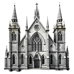 Fototapeta premium Gothic Church Architecture A Detailed Facade Illustration