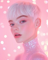 Sparkling soft portrait with bokeh lights