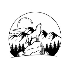 Wolfhowlingatmoonmountainbackgroundvector1 – Icon Set – Minimal Artwork – Modern Vector Design – Icon Set.svg