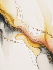 Golden Swirl Abstract Watercolor Art
