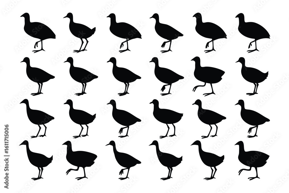 Poster silhouette birds: a repeating pattern of a flock of elegant birds in silhouette, creating a simple a