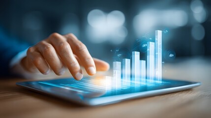 Projected growth chart displayed on a digital tablet.