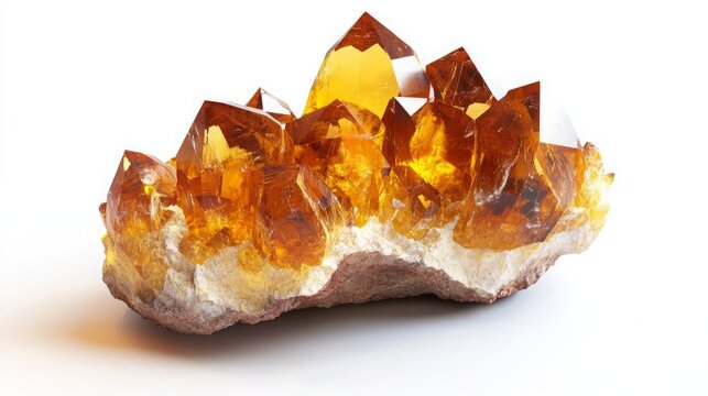 Unpolished yellow citrine crystal on a gentle orange pastel surface. Perfect for content about happiness and success.