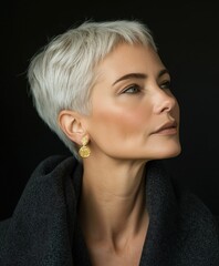 Stylish Elder Woman with Gold Earring