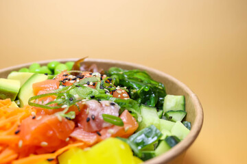 Fresh Salmon Poke Bowl with Vegetables