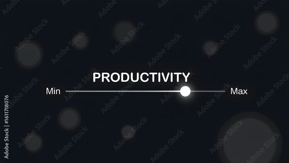 Poster maximizing productivity with digital slider and business technology interface