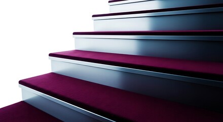 Elegant staircase with purple carpet, symbolizing success and upward movement
