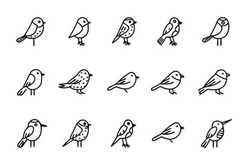 Bird Variety Illustration: A delightful collection of illustrated birds, captured in an eye-catching style, representing the charming avian life forms.