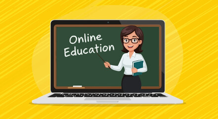 Engaging teacher presents online education, inspiring learning journey