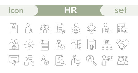 HR linear icons set, personnel service