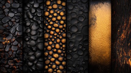 Black and Gold Organic Texture Panels