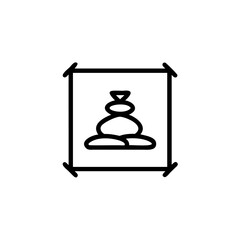 Minimalist icon stacked zen stones garden sand