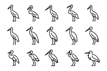 Elegant Avian Silhouettes: A striking minimalist illustration showcases a repeated pattern of a stately heron, offering a versatile visual asset.