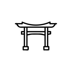 Minimalist outline a Japanese torii gate arch shrine