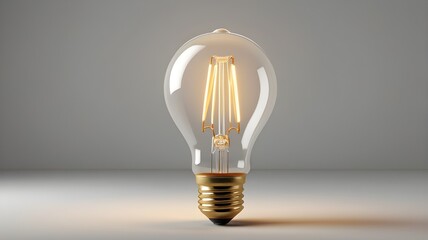 Vintage style LED bulb with soft warm light ideal for lighting product mockup or bright idea presentation