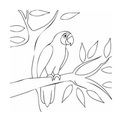 Parrot perched on a branch with leaves bird tree