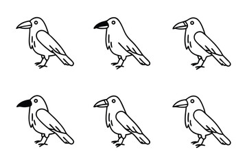 Crow Lineup: A clean and orderly display of line art crows, showcasing the elegance of these intelligent birds.
