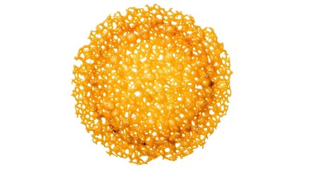Keto Parmesan Cheese Crisp, a Crunchy Low-Carb Chaffle Snack, Isolated on White Background.