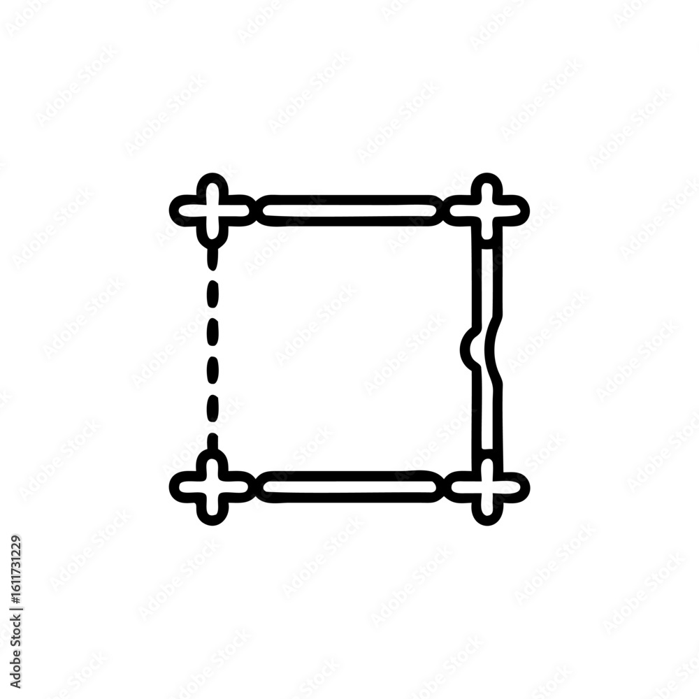 Poster outline a square frame with rounded corners cross shapes icon symbol